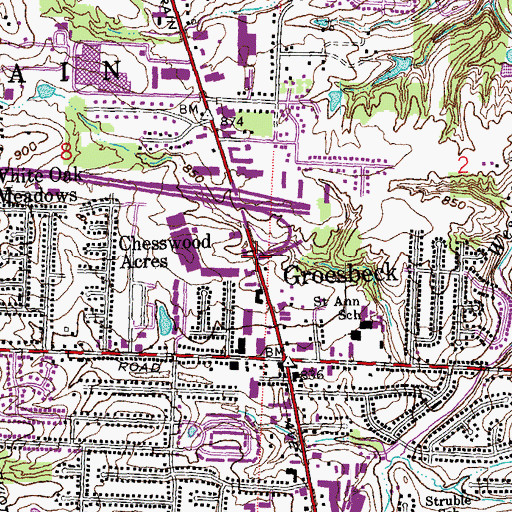 Topographic Map of Groesbeck Post Office (historical), OH