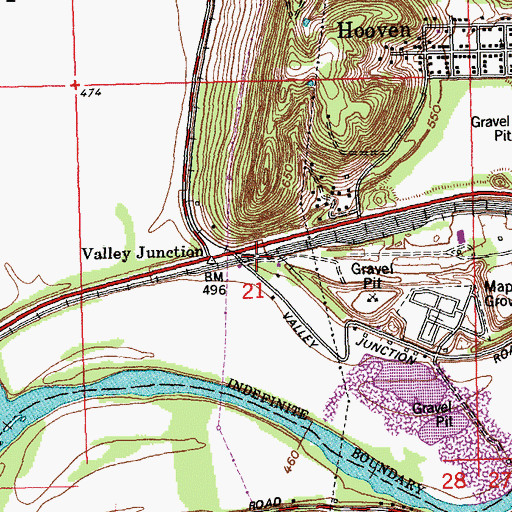 Topographic Map of Valley Juntion Post Office (historical), OH