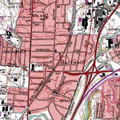 Topographic Map of Hartwell Post Office (historical), OH