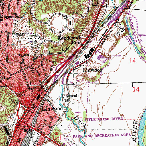 Topographic Map of Linwood Post Office (historical), OH