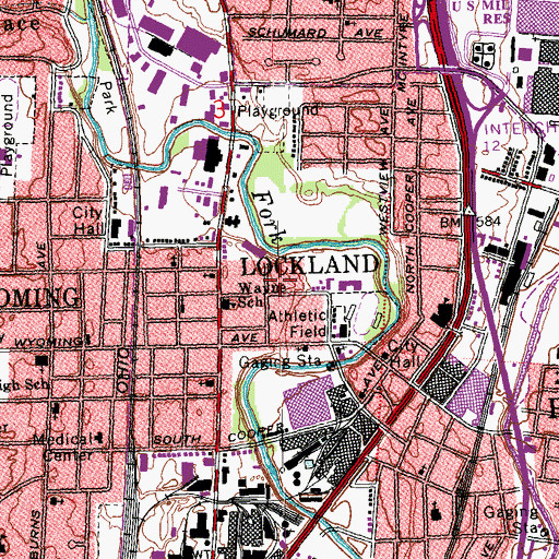 Topographic Map of Lockland Post Office (historical), OH