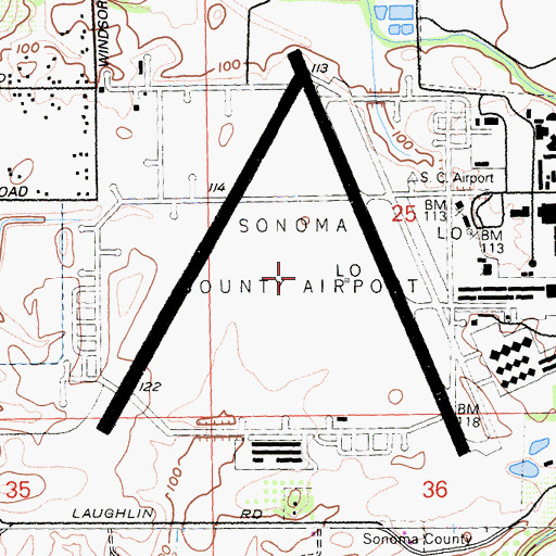 Topographic Map of Santa Rosa Army Air Field (historical), CA