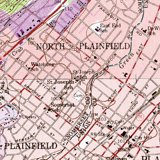 Topographic Map of Saint Joseph Elementary School, NJ