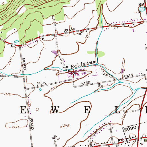 Topographic Map of Baldwin State Park, NJ