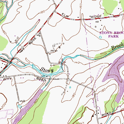 Topographic Map of Old Mill Road County Park, NJ