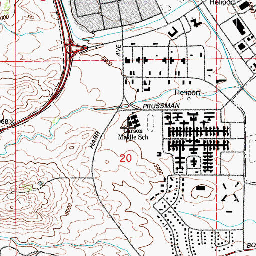 Topographic Map of Carson Middle School, CO
