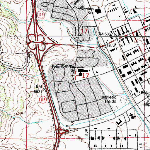 Topographic Map of Beacon Elementary School, CO