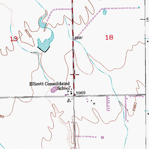 Topographic Map of Ellicott High School, CO