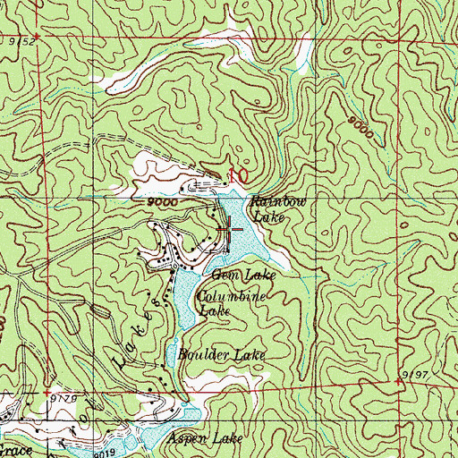 Topographic Map of Rainbow Lake, CO