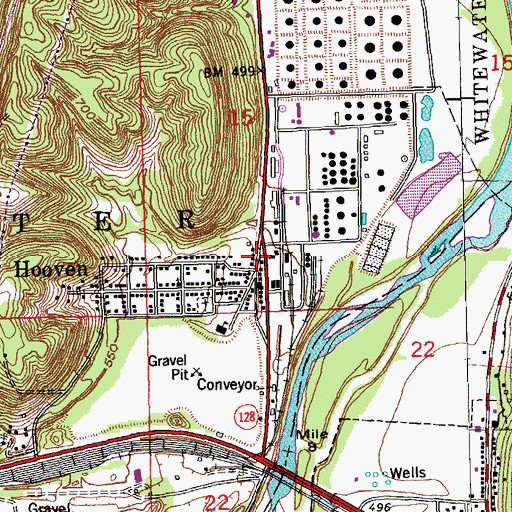 Topographic Map of Hooven Post Office, OH