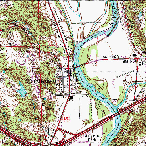 Topographic Map of Miamitown Post Office, OH