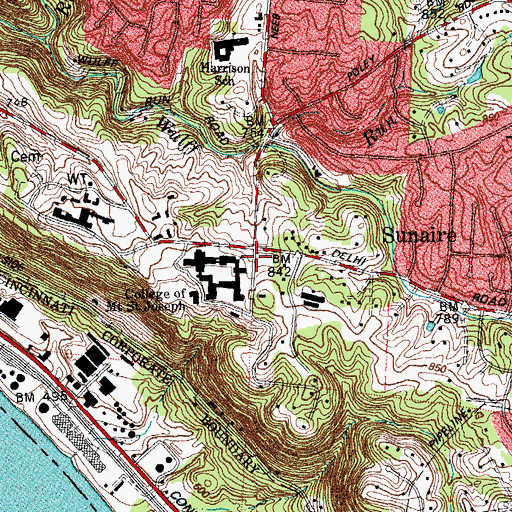 Topographic Map of Mount Saint Joseph Post Office, OH