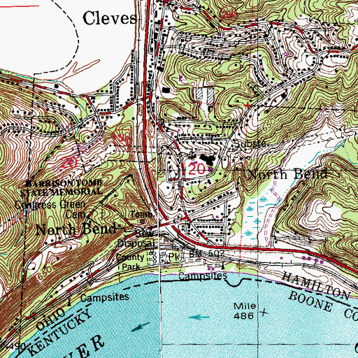 Topographic Map of North Bend Post Office, OH