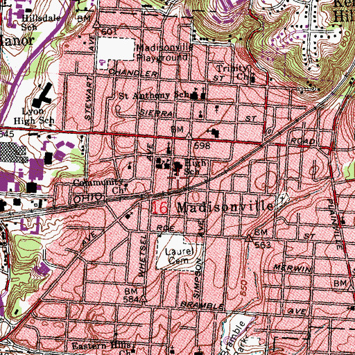 Topographic Map of Madisonville Post Office (historical), OH
