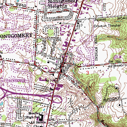Topographic Map of Montgomery Post Office (historical), OH