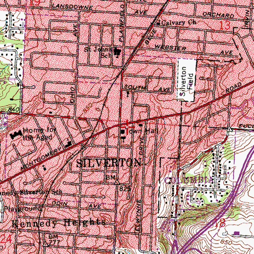 Topographic Map of Silverton Post Office (historical), OH