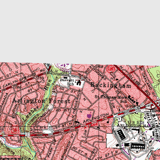 Topographic Map of Barrett Elementary School, VA