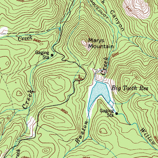 Topographic Map of Big Tooth Reservoir Dam, CO