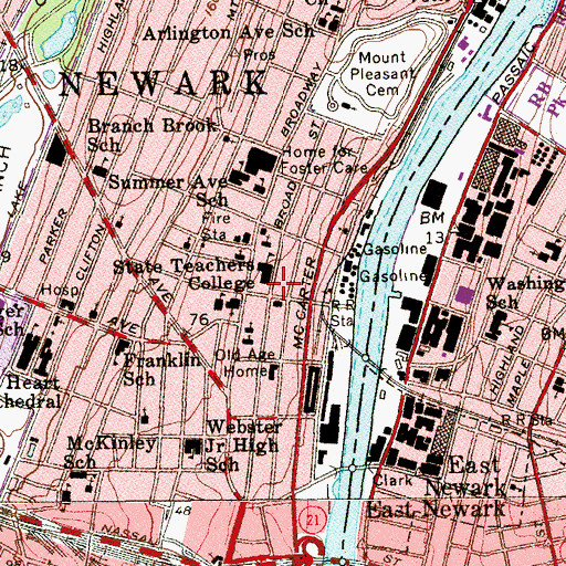 Topographic Map of State Teachers College, NJ
