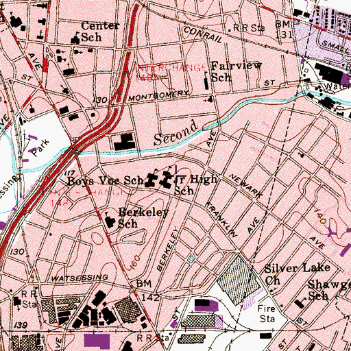 Topographic Map of Boys Vocational School, NJ