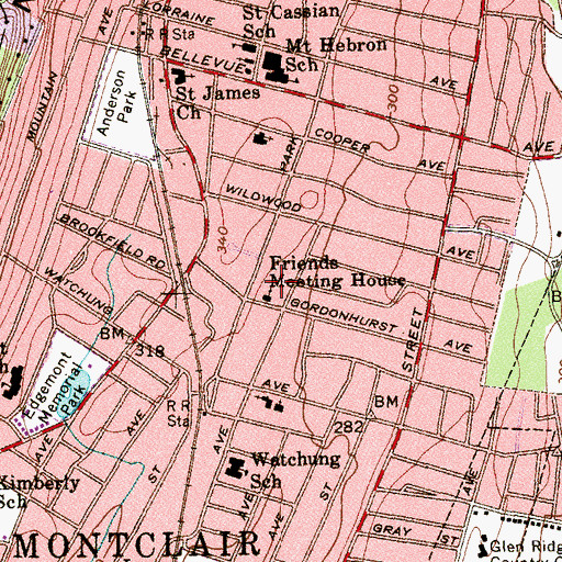 Topographic Map of Friends Meeting House, NJ