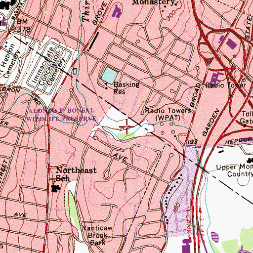 Topographic Map of Alonzo F Bonsal Wildlife Preserve, NJ