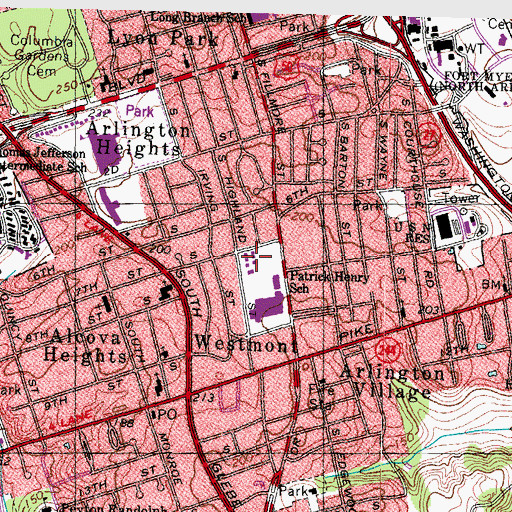 Topographic Map of Patrick Henry Elementary School, VA