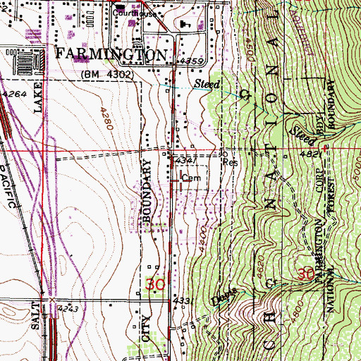 Topographic Map of Farmington City Cemetery, UT