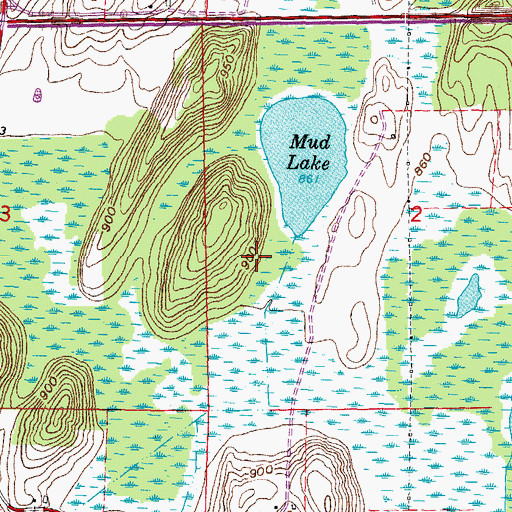Topographic Map of Goose Lake Drumlins State Natural Area, WI