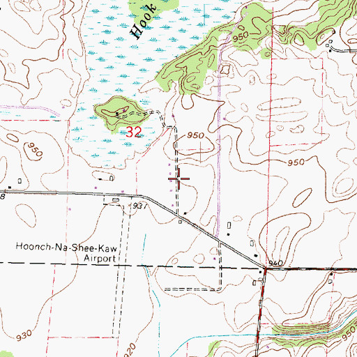 Topographic Map of Hook Lake Bog State Natural Area, WI