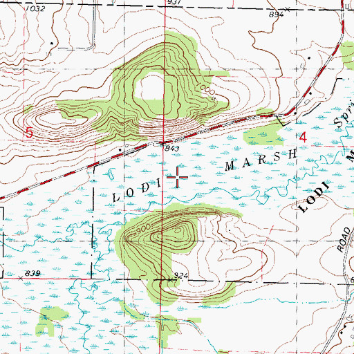Topographic Map of Lodi Marsh State Natural Area, WI