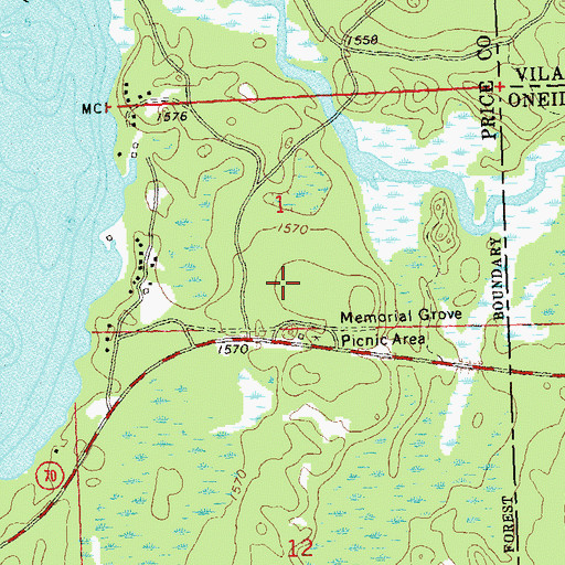 Topographic Map of Memorial Grove Hemlocks State Natural Area, WI