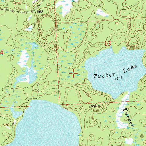 Topographic Map of Tucker Lake Hemlocks State Natural Area, WI
