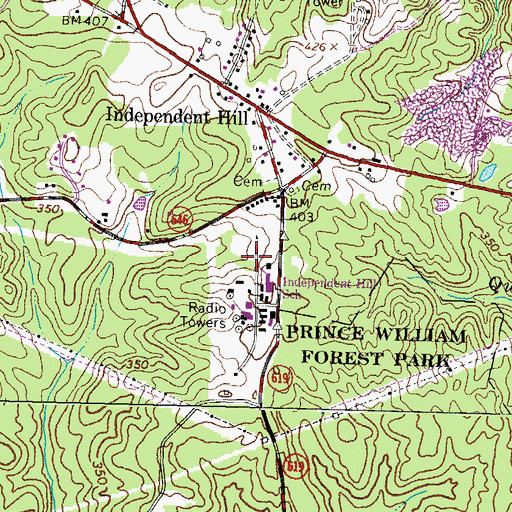 Topographic Map of Pace East School, VA