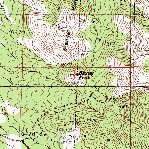 Topographic Map of Baxter Peak, NM