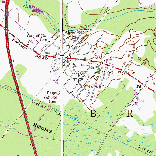 Topographic Map of Floral Park Cemetery, NJ