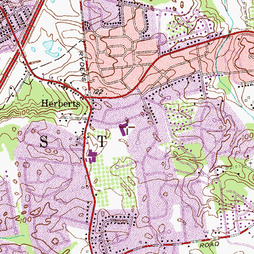 Topographic Map of Memorial Elementary School, NJ
