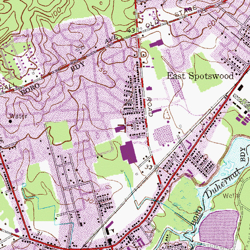 Topographic Map of Memorial Middle School, NJ