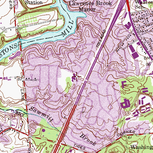 Topographic Map of Lawrence Brook Elementary School, NJ