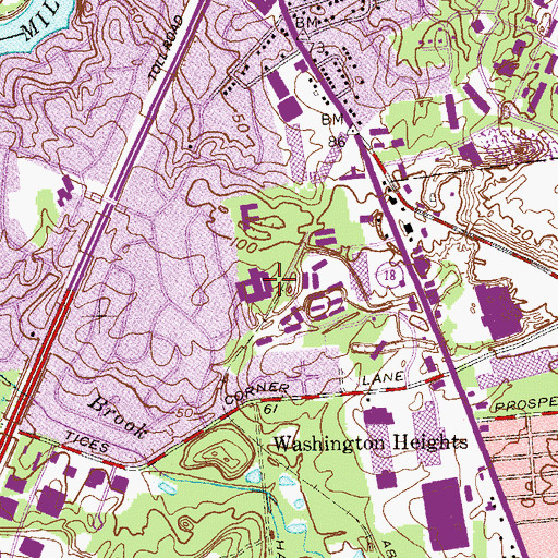 Topographic Map of Churchill Junior High School, NJ