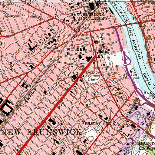 Topographic Map of Roosevelt Elementary School, NJ