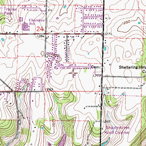 Topographic Map of Township of Cherokee, MO