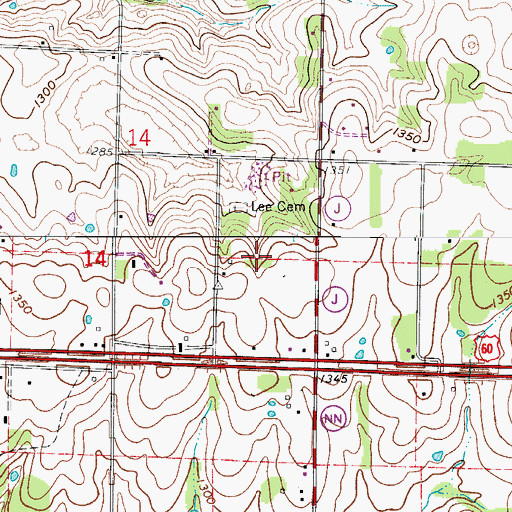 Topographic Map of Township of Clay B, MO