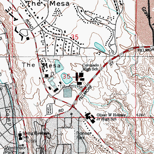 Topographic Map of Francisco Vasquez de Coronado High School, CO