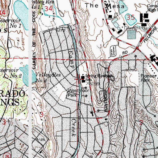 Topographic Map of Irving Howbert Elementary School, CO
