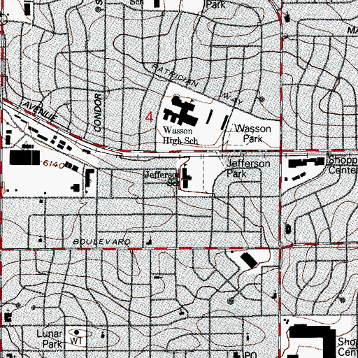 Topographic Map of Jefferson Elementary School, CO