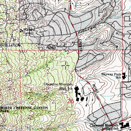 Topographic Map of Gold Camp Elementary School, CO