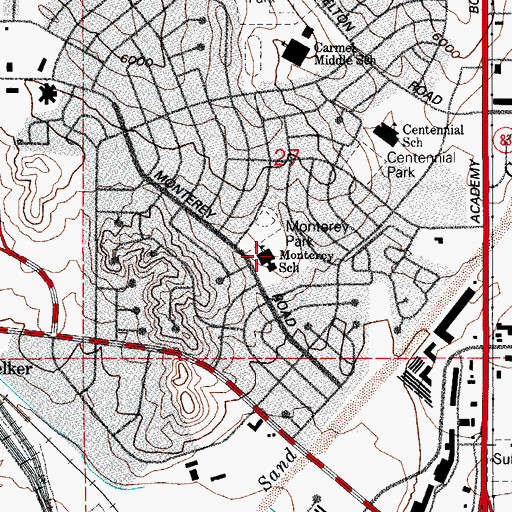Topographic Map of Monterey Elementary School, CO