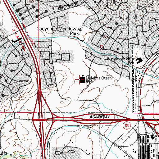 Topographic Map of Otero Elementary School, CO