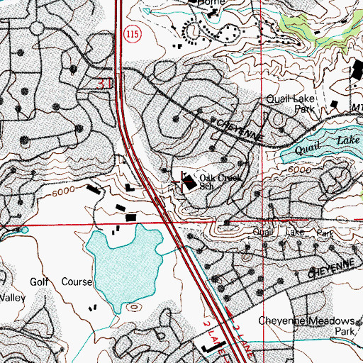 Topographic Map of Oak Creek Elementary School, CO